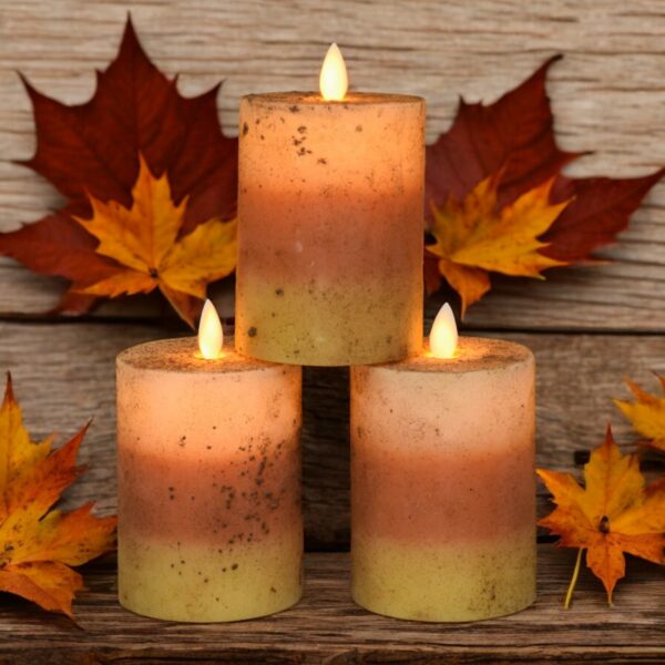 Candy Corn Moving Flame Battery Pillar-3x4 - Image 4