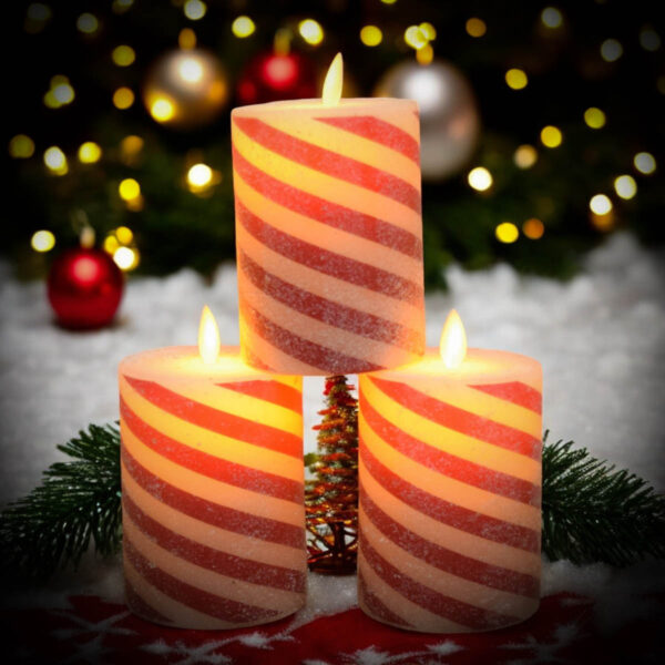 Candy Cane Moving Flame Pillar-3x4 - Image 2