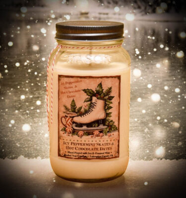 Iced Peppermint Skates and Hot Chocolate Dates 24 oz Jar Candle