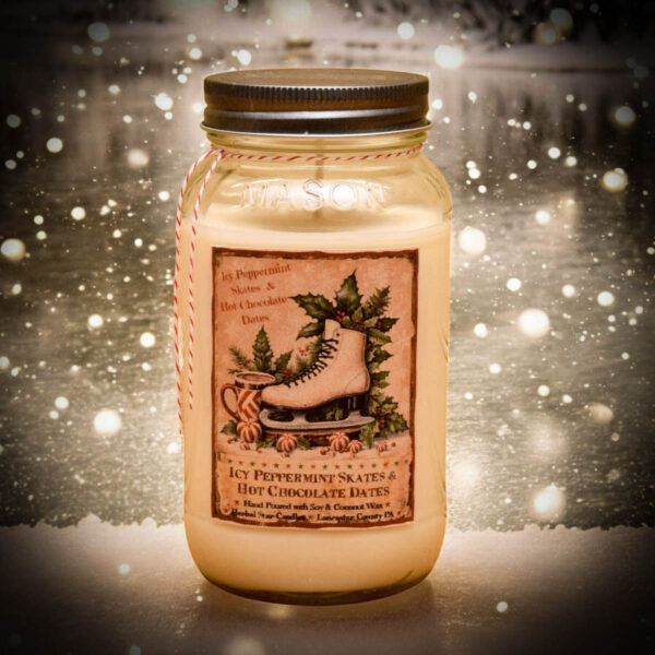 Iced Peppermint Skates and Hot Chocolate Dates 24 oz Jar Candle
