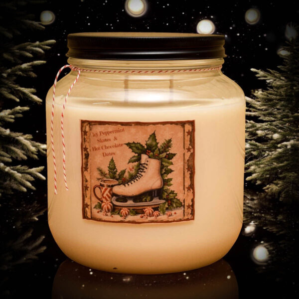 Iced Peppermint Skates and Hot Chocolate Dates 64 oz Jar Candle