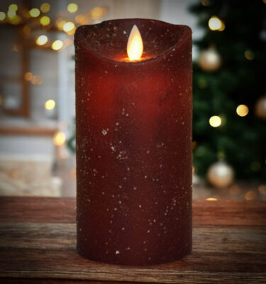 3x6 Red Flameless Pillar with Mica Glitter