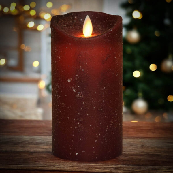 3x6 Red Flameless Pillar with Mica Glitter