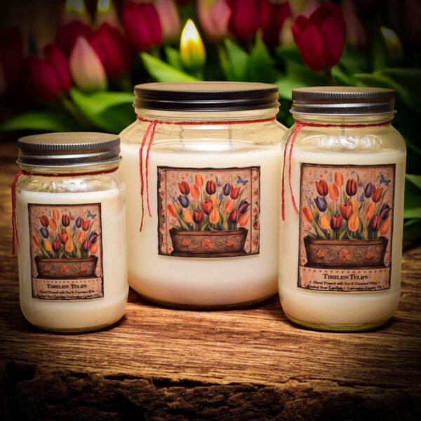 Timeless Tulips Planter Box Label Jar Candles