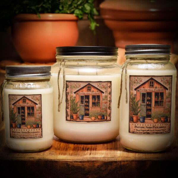Potting Shed Patchouli jar candles