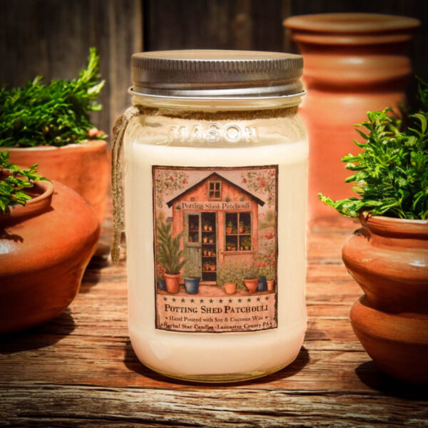 Potting Shed Patchouli 16 oz Jar candle