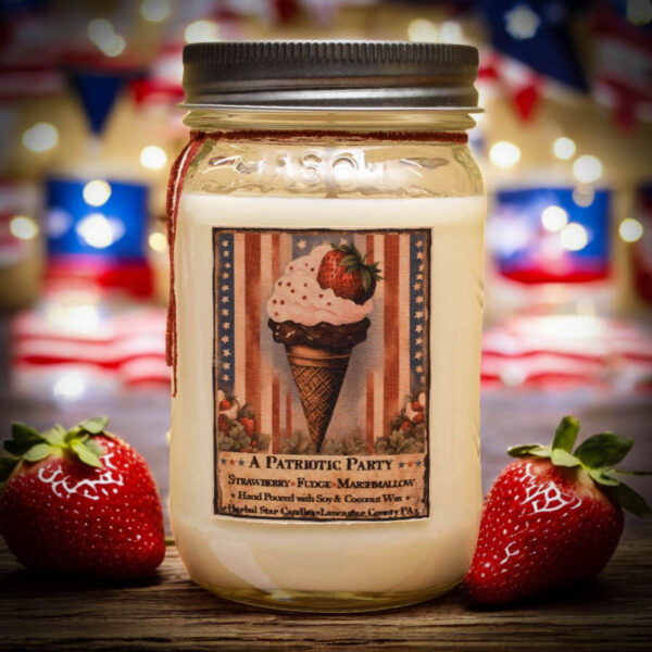 Patriotic Party Ice Cream Scent16 oz mason jar candle