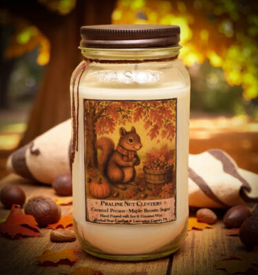 Praline Nut Cluster Mason Jar Candle-24 oz-Squirrel Label