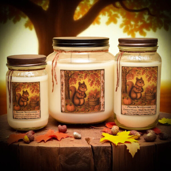 Praline Nut Cluster Mason Jar Candle-24 oz-Squirrel Label - Image 2