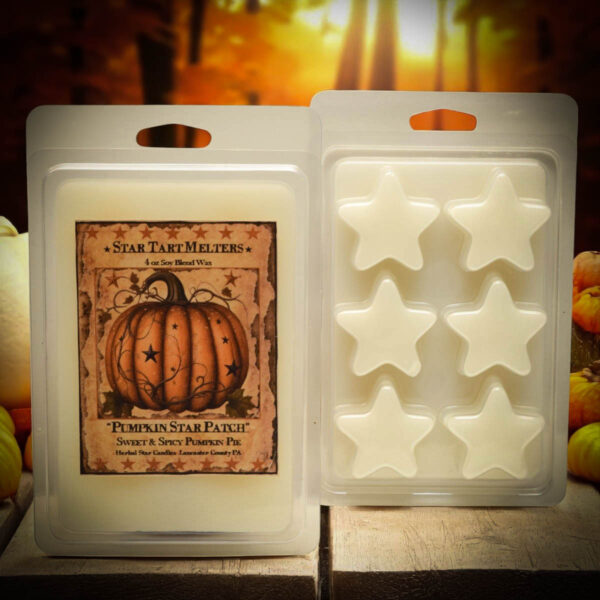 Pumpkin Star Patch 4 oz star-shaped wax tarts scented with sweet and spicy pumpkin pie fragrance