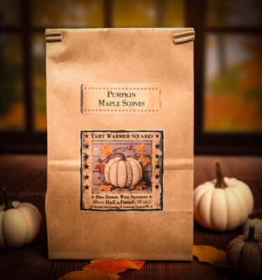 Pumpkin Maple Scones 10 oz bag of 12 wax tarts with rustic kraft label