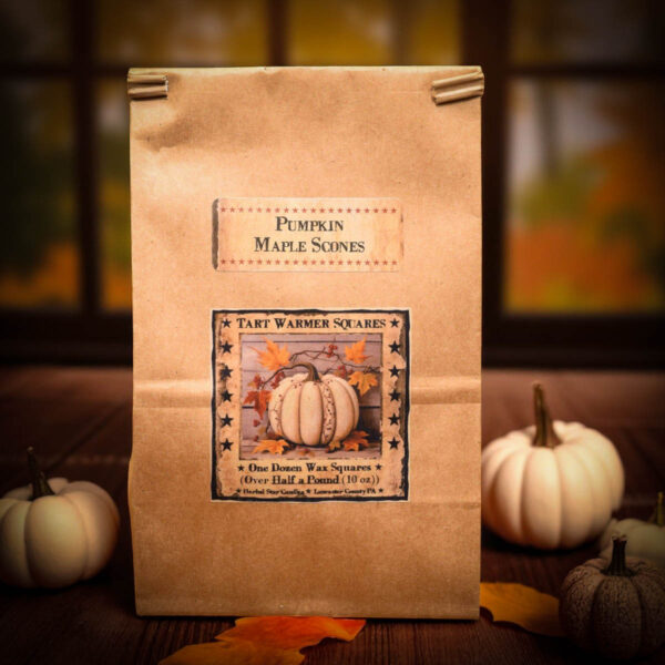 Pumpkin Maple Scones 10 oz bag of 12 wax tarts with rustic kraft label