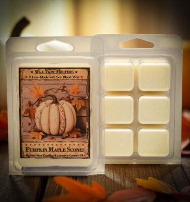 Pumpkin Maple Scones mini tart cubes with rustic label