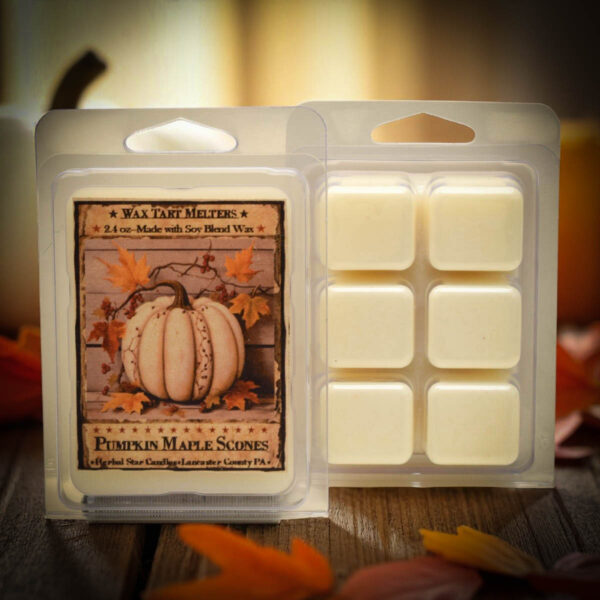 Pumpkin Maple Scones mini tart cubes with rustic label