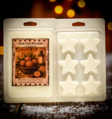 Orange Clove and Spices star tart melters in a 6-cavity clamshell package, Herbal Star Candles, Lancaster County PA”
