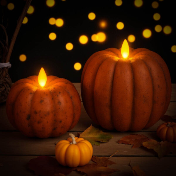 Large Pumpkin Moving Flame Candle – Pumpkin Spice with Cinnamon 6” x 5” - Image 7