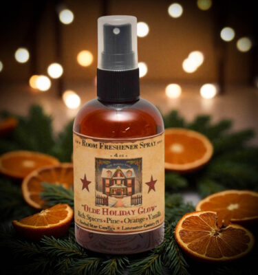 Holiday room spray – Olde Holiday Glow fragrance with Cinnamon, Vanilla, Orange, Clove & Pine