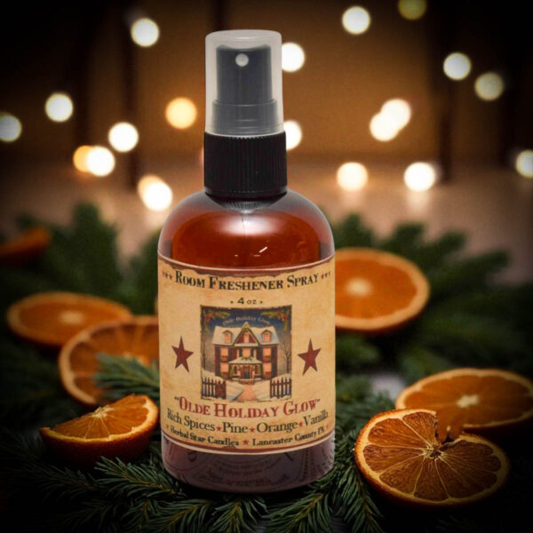 Holiday room spray – Olde Holiday Glow fragrance with Cinnamon, Vanilla, Orange, Clove & Pine