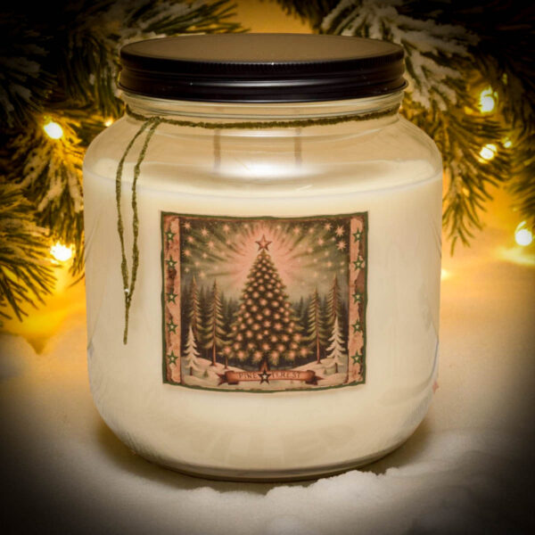 Pine Star Forest Candle – 64 oz Half Gallon Mason Jar with Balsam and Frasier Fir scent by Herbal Star Candles
