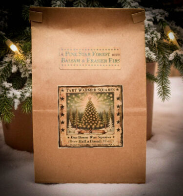 “Pine Star Forest Bag of Tarts – 10 oz soy blend wax squares with Balsam and Frasier Fir scent by Herbal Star Candles”