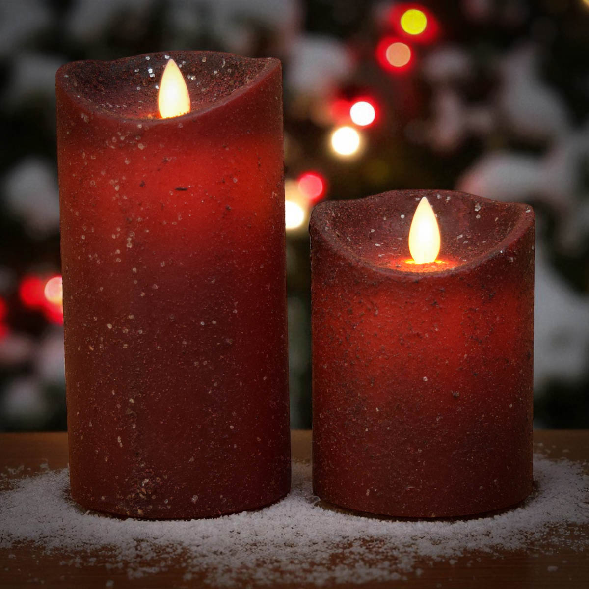 Christmas Red 3x4 Moving Flame Pillar Candle - Image 2