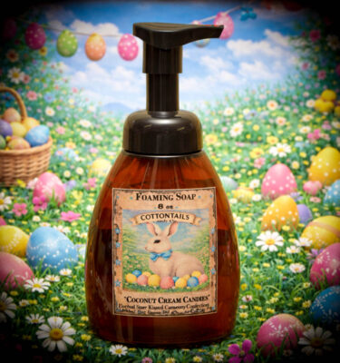 Coconut Cream Candies foaming soap 8 oz bottle by Herbal Star Candles – creamy coconut vanilla bakery fragrance