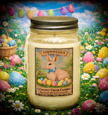 Coconut Cream Candies 16 oz jar candle by Herbal Star Candles – creamy coconut vanilla bakery fragrance