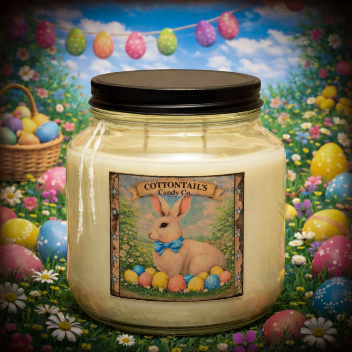 Coconut Cream Candies 64 oz two wick jar candle by Herbal Star Candles – creamy coconut vanilla bakery fragrance