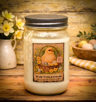 Sweet Peep 16 oz warm vanilla custard mason jar candle