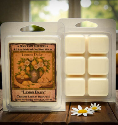 Lemon Daisy mini tarts with wax warmer, lemon biscotti scented wax melts