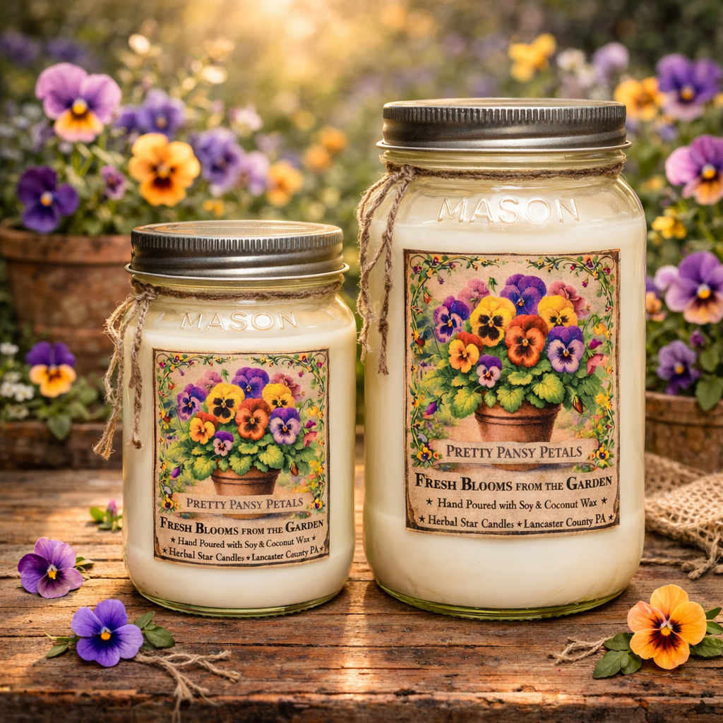 Pretty Pansy Petals floral candle and home fragrance collection
