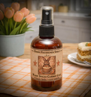 Warm Spiced Carrot Cake room spray 4 oz bottle with bunny label