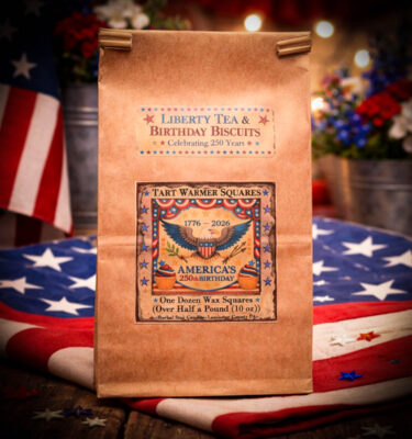 Liberty Tea and Birthday Biscuits wax tarts bag of 12 patriotic label