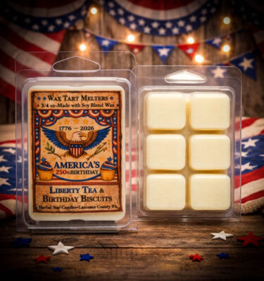 Liberty Tea and Birthday Biscuits wax tarts mini pack patriotic eagle label