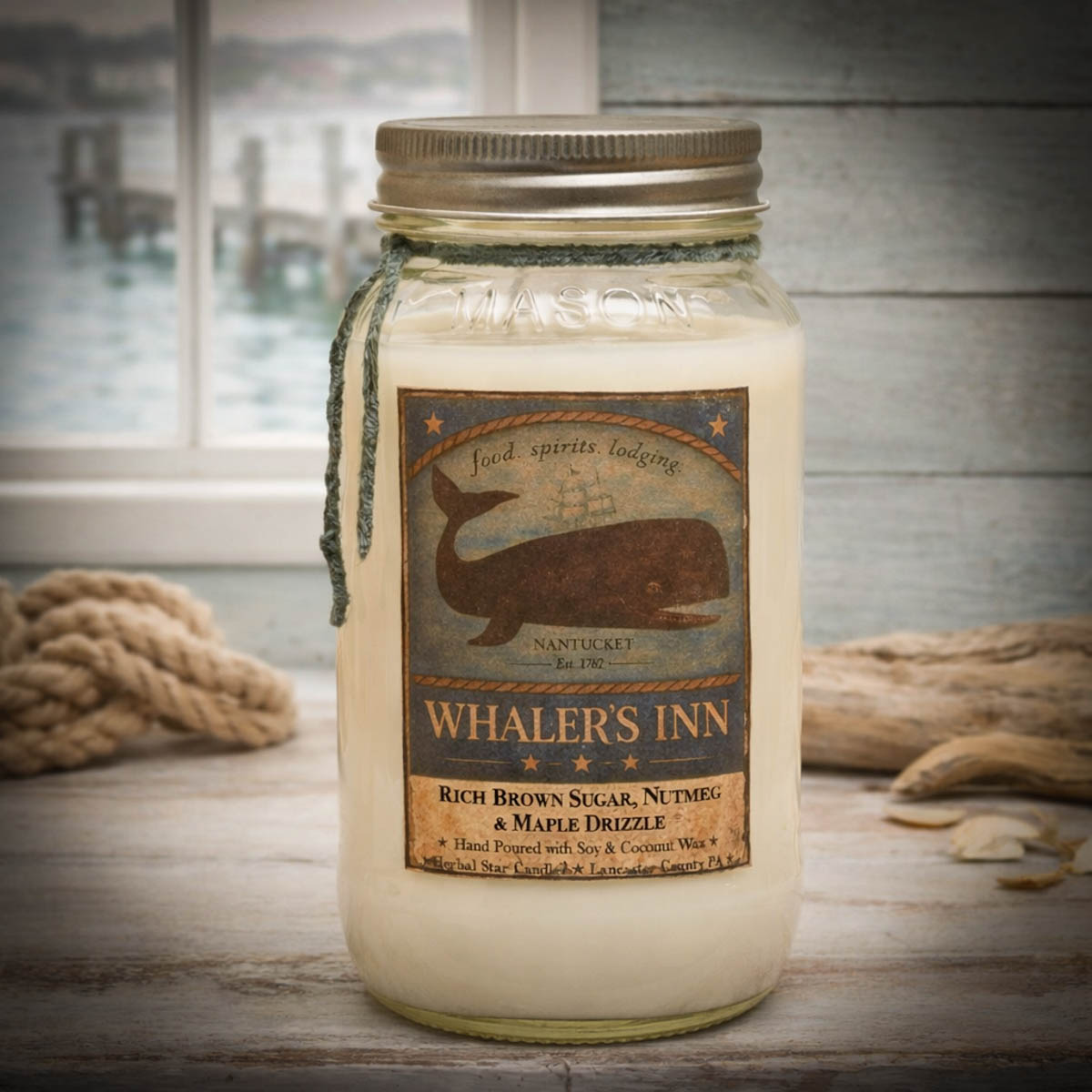 Whaler’s Inn 24 oz candle coastal mason jar
