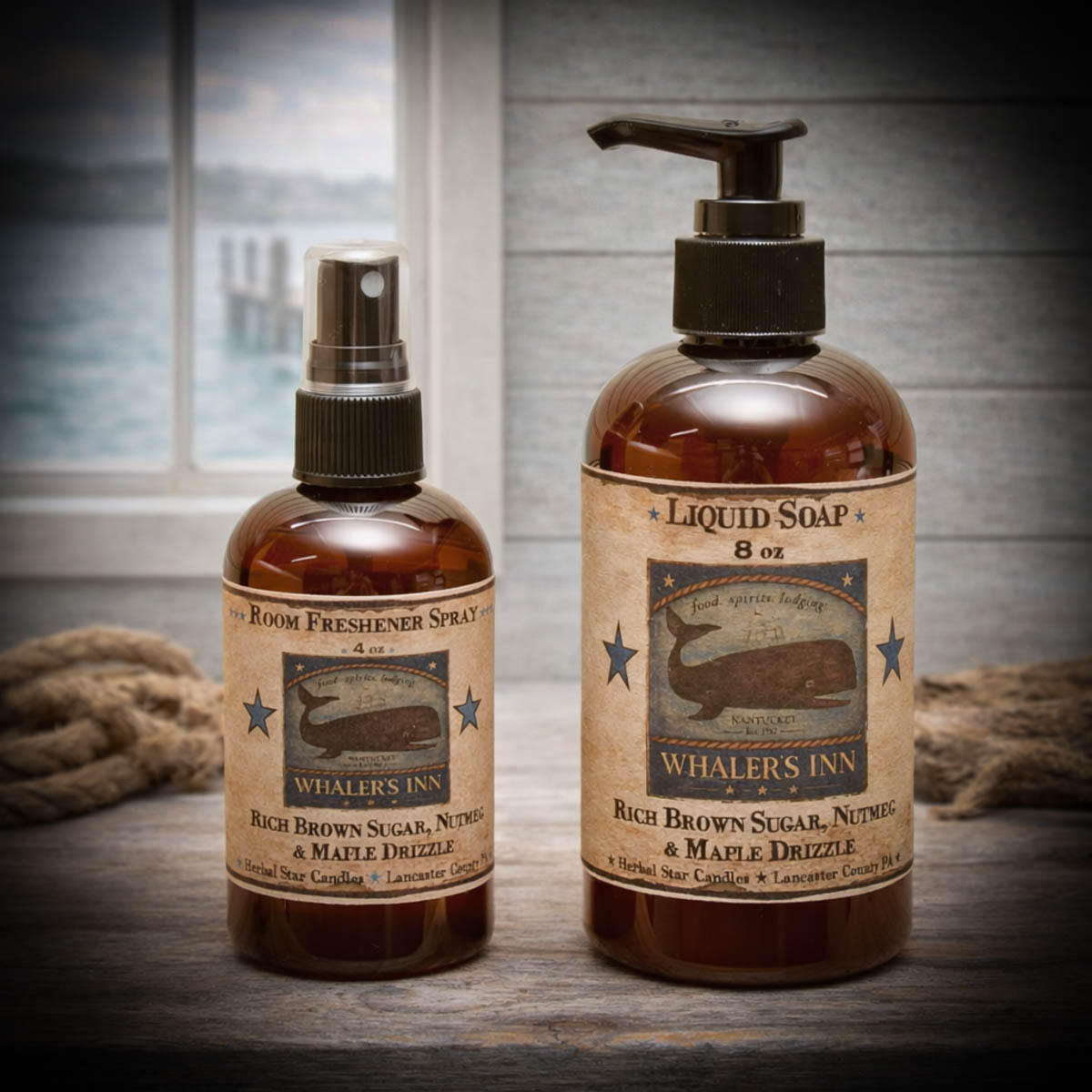 Whaler’s Inn room spray and liquid soap brown sugar nutmeg fragrance