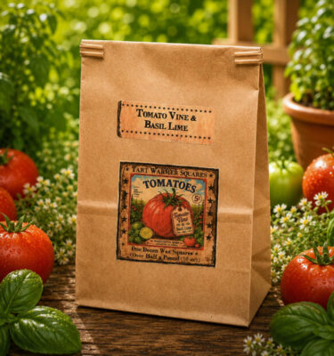 Tomato Vine Tart Bag with 12 wax tart squares and tomato vine basil lime fragrance