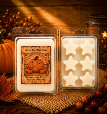 Pumpkin Star Patch 4 oz star-shaped wax tarts scented with sweet and spicy pumpkin pie fragrance